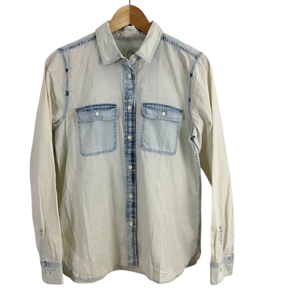 J. Crew‎ Everyday Chambray Shirt in Bleached Out Wash Women Size 6